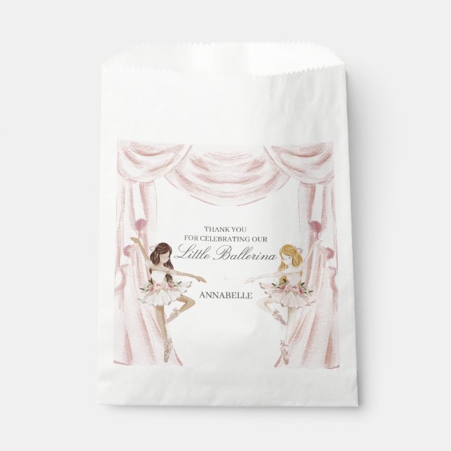 Pink Little Ballerina Baby Shower or Birthday Favour Bags (Front)