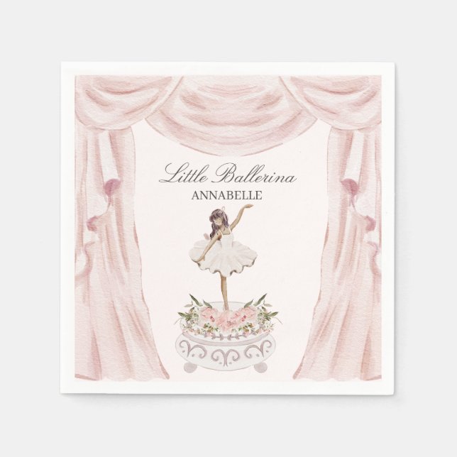 Pink Little Ballerina Baby Shower or Birthday Napkin (Front)
