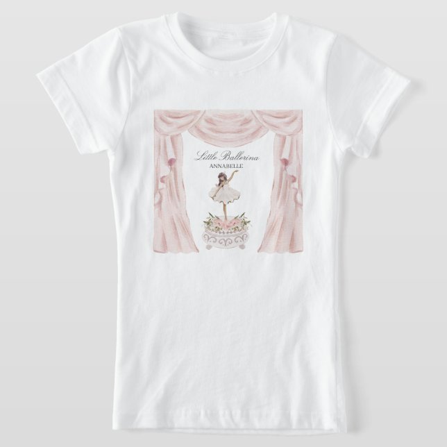 Pink Little Ballerina Baby Shower or Birthday T-Shirt (Laydown)