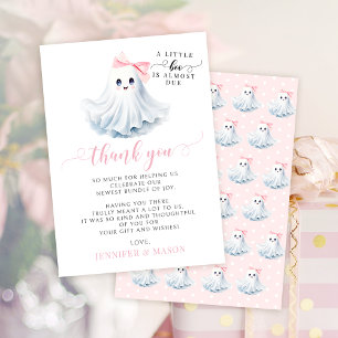 Pink Little Boo Baby Girl Shower Thank You Cards