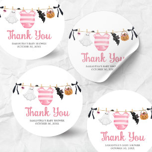 Pink Little Boo Baby Shower Classic Round Sticker
