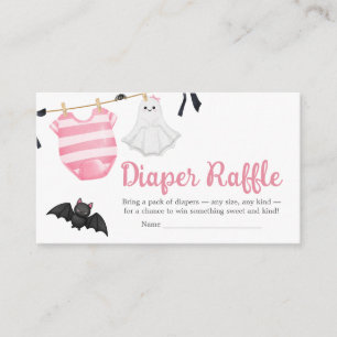 Pink Little Boo Baby Shower Diaper Raffle Enclosure Card