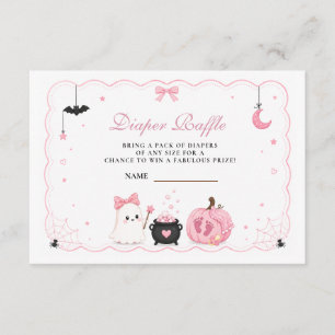Pink Little Boo Baby Shower Diaper Raffle Enclosure Card