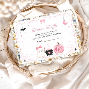 Pink Little Boo Baby Shower Diaper Raffle Enclosure Card