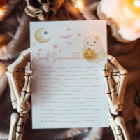 Pink Little Boo Baby Shower Word Scramble Game