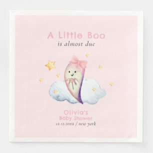 Pink Little Boo Bow Ghost Girl Baby Shower Napkin