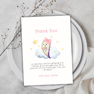 Pink Little Boo Bow Ghost Girl Baby Shower  Thank You Card