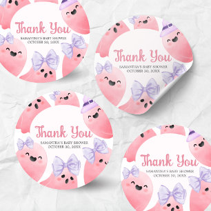 Pink Little Boo Halloween Baby Shower  Classic Round Sticker