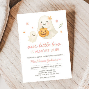 Pink Little Boo Halloween Baby Shower Invitation