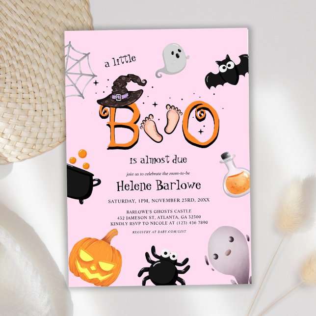 Pink Little Boo Halloween Baby Shower  Invitation (Pink Little Boo Halloween Baby Shower Invitation)