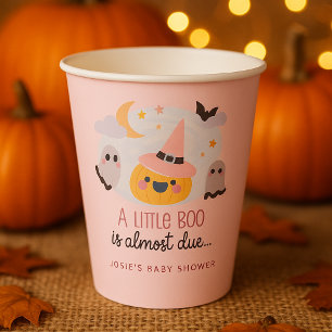 Pink Little Boo Halloween Baby Shower Paper Cups