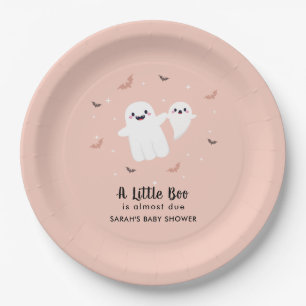 Pink Little Boo Halloween Baby Shower  Paper Plate