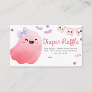Pink Little Boo Halloween BabyShower Diaper Raffle Enclosure Card