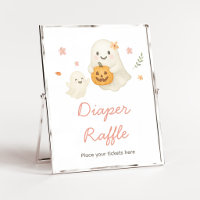 Pink Little Boo Halloween Diaper Raffle Sign