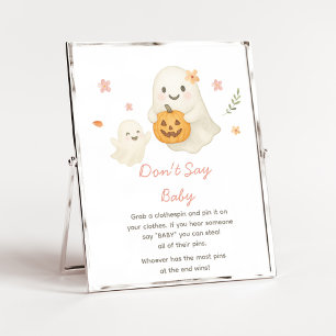 Pink Little Boo Halloween Don't Say Baby Sign