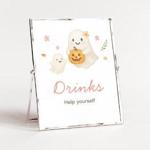 Pink Little Boo Halloween Drinks Sign