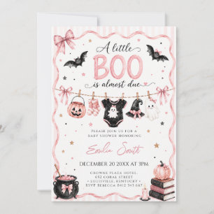 Pink Little Boo Halloween Girl Baby Shower Invitation
