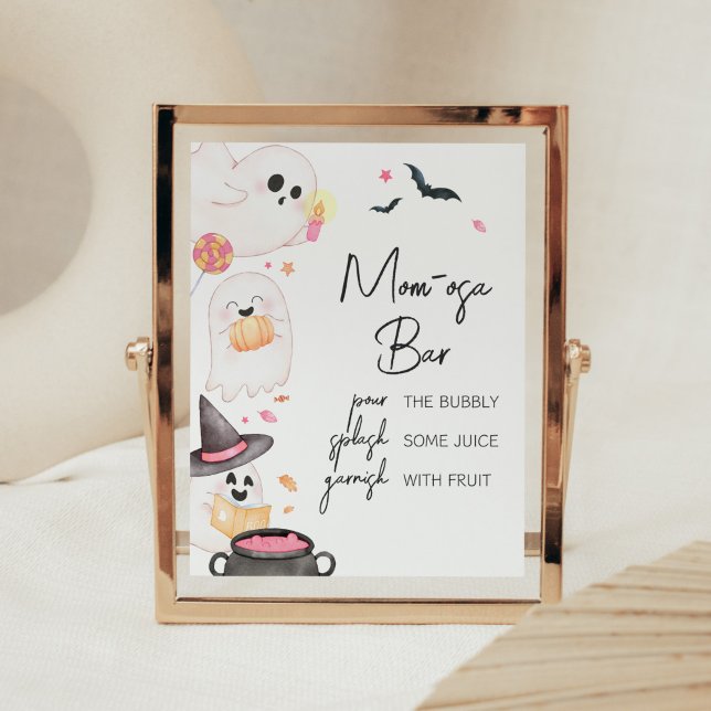Pink Little Boo Halloween Mum Osa Bar Poster (Pink Little Boo Baby Shower Mom Osa Bar Sign)
