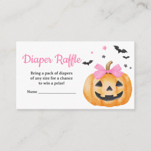 Pink Little Boo Spooky Pumpkin Diaper Raffle Enclosure Card