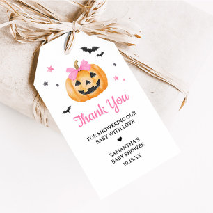 Pink Little Boo Spooky Pumpkin Favor Tags