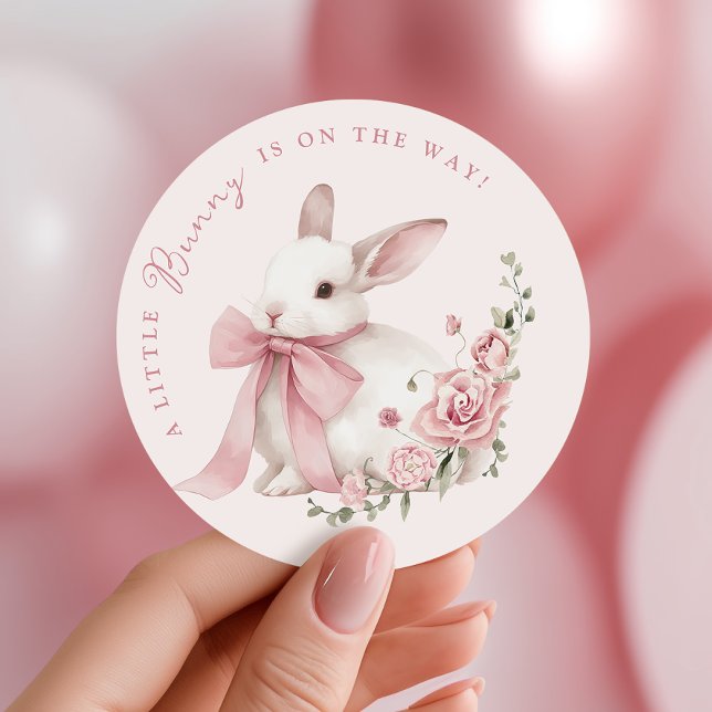 Pink Little Bunny Baby Shower Stickers (Creator Uploaded)