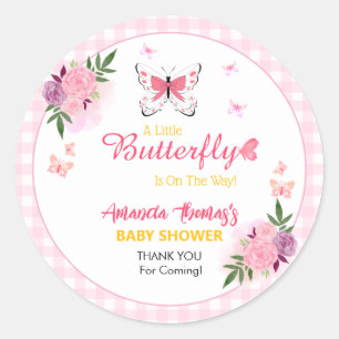 Pink Little Butterfly Baby Shower Thank You Classic Round Sticker