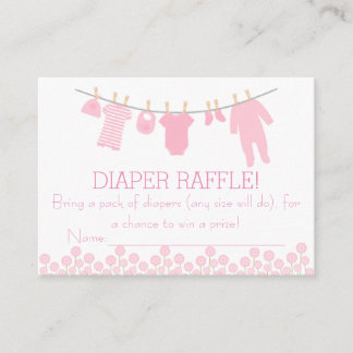 Pink Little Clothes Diaper Raffle Tickets Enclosure Card
