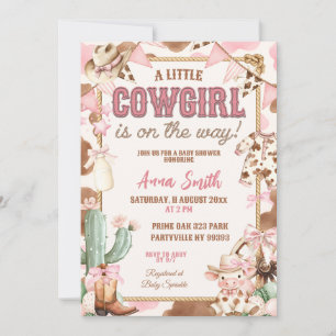 Pink Little Cowgirl On The Way Baby Shower Invitation