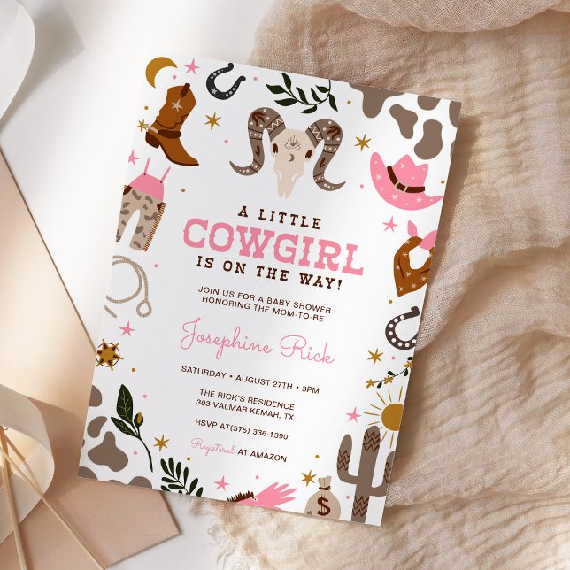 Pink Little Cowgirl Western Rodeo Baby Shower Invitation (Creator Uploaded)