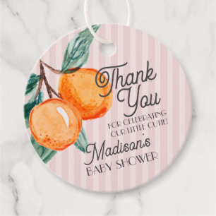 Pink Little Cutie Citrus Baby Shower Favour Tags