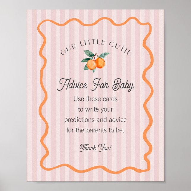 Pink Little Cutie Citrus Shower Advice for Baby Poster (Front)
