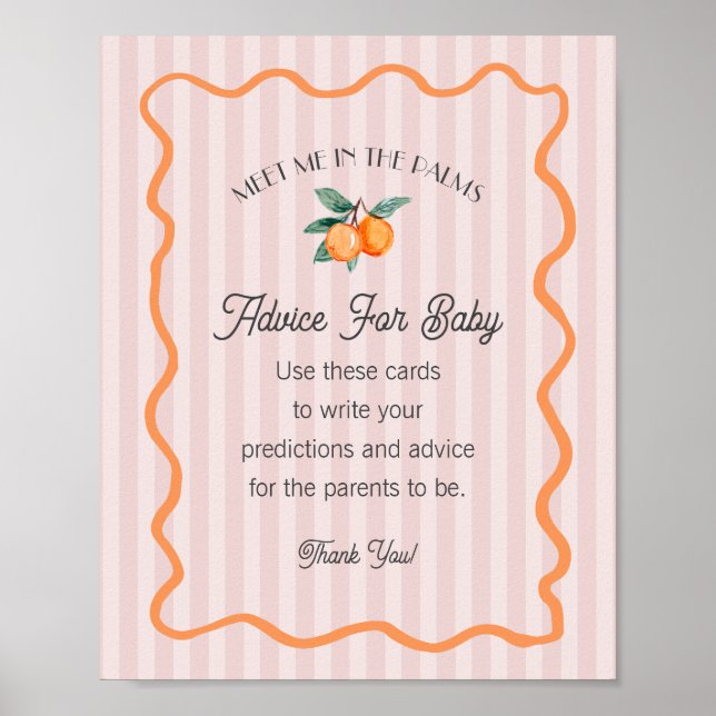 Pink Little Cutie Citrus Shower Advice for Baby Poster (Front)