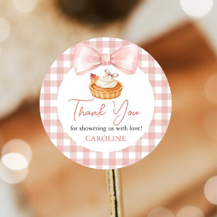 Pink Little Cutie Pie Fall Baby Shower Sticker