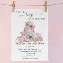 Pink Little Dragon is on the Way Baby Shower 