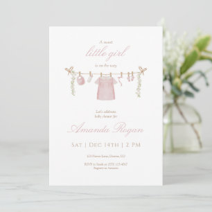 Pink Little Girl Baby Shower Invitation