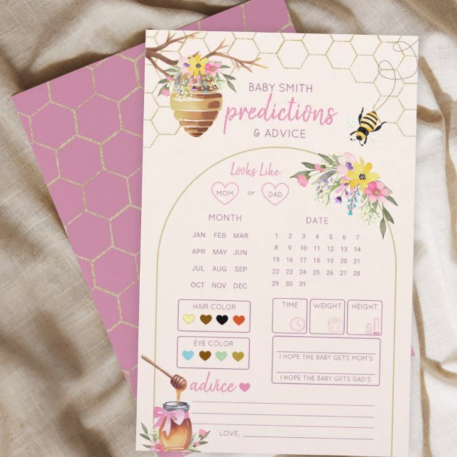 Pink Little Honey Bee Baby Shower Predictions Game (Creator Uploaded)