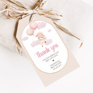 Pink Little Lamb Baby Shower Favor Tags