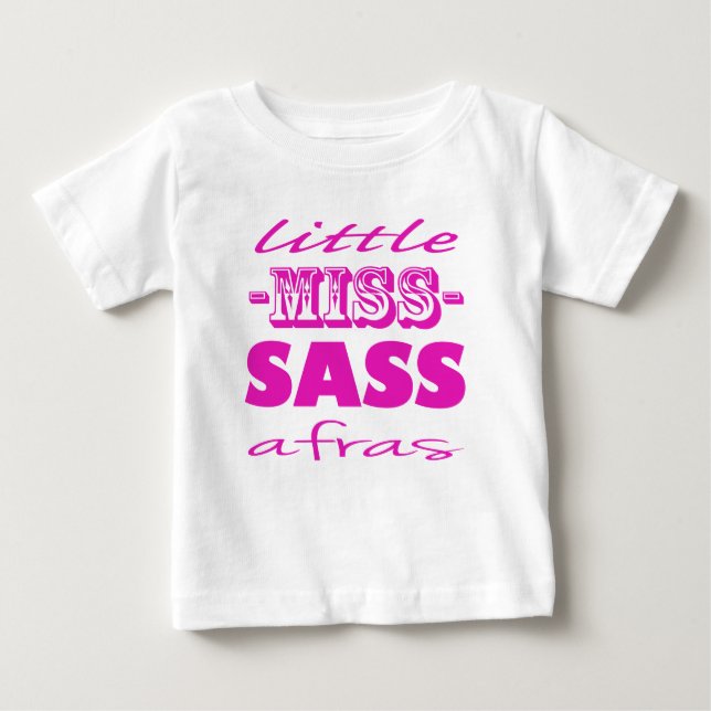 Pink Little Miss Sassafras Baby T-Shirt (Front)