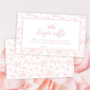 Pink little princess baby shower diaper raffle enclosure card