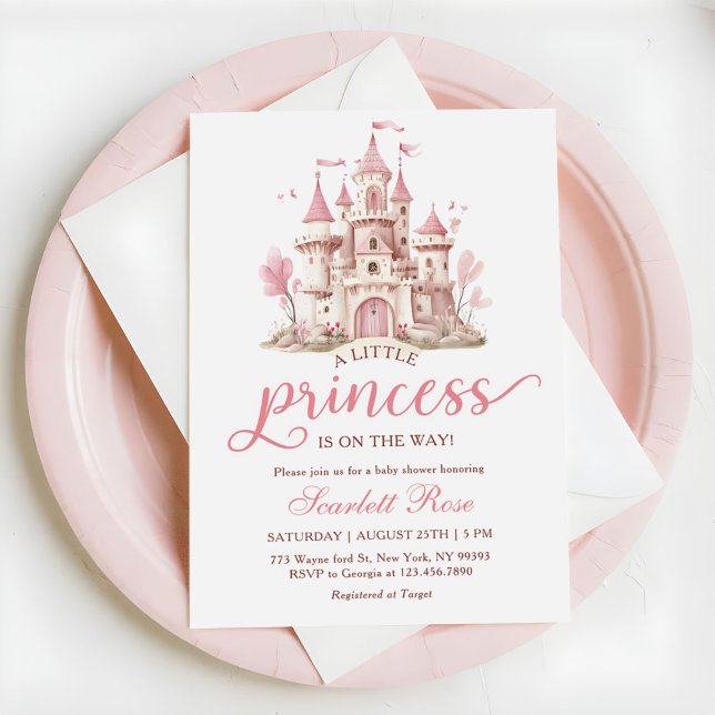 Pink Little Princess Castle Girl Baby Shower Invitation (Creator Uploaded)
