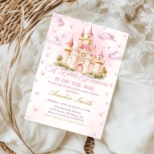 Pink Little Princess Royal Castle Baby Shower Invitation (Creator Uploaded)