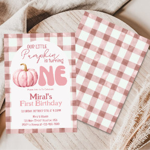 Pink Little Pumpkin Autumn Fall 1st Birthday Invitation