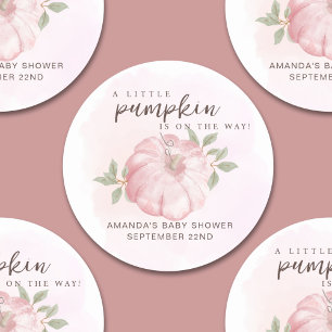 Pink Little Pumpkin Autumn Fall Baby Shower Classic Round Sticker