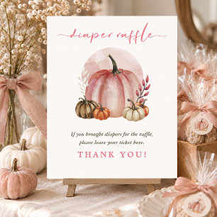 Pink Little Pumpkin Baby Girl Shower Diaper Raffle Poster