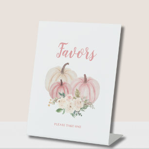 Pink Little Pumpkin Baby Shower Favor  Pedestal Sign