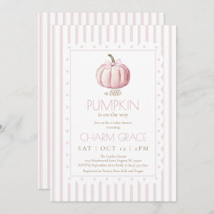 Pink Little Pumpkin Baby Shower Invitation