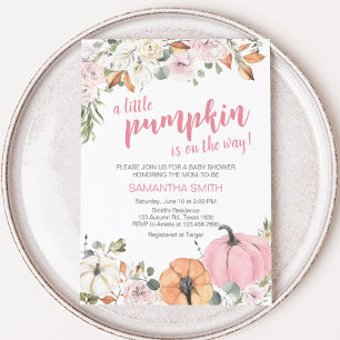 Pink Little Pumpkin Baby Shower  Invitation