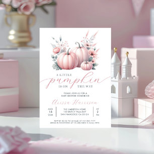 Pink Little Pumpkin Baby Shower Invitation
