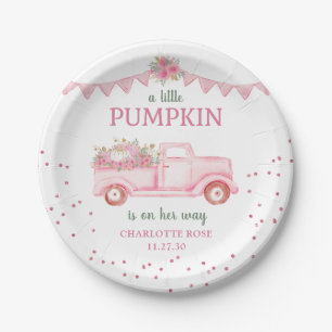 Pink Little Pumpkin Baby Shower Paper Plate