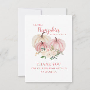 Pink Little Pumpkin Baby Shower Thank You Card